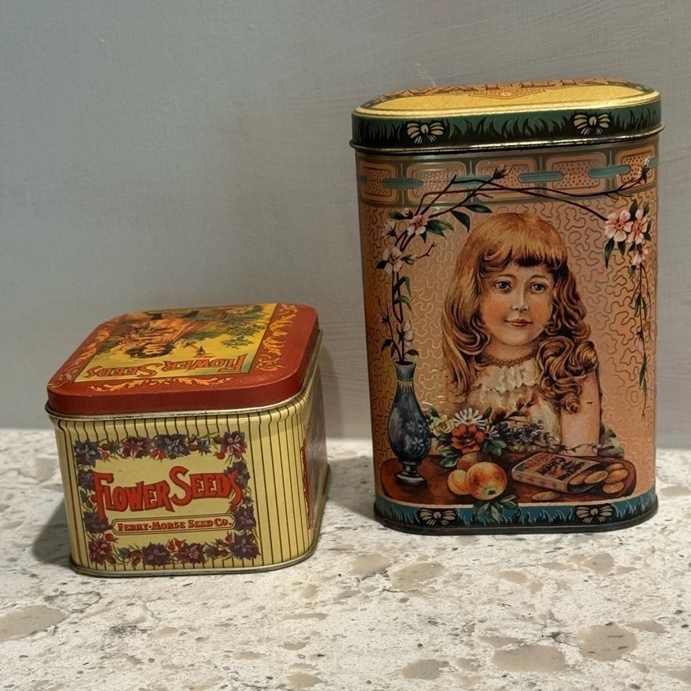 HOMEMADE GINGER & FERRY MORSE SEEDS vintage tins~homemade